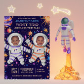 Invitation Twins Premier voyage autour du Soleil Astronaut Ph
