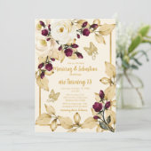 Invitation Twins Quinceañera Champagne Bourgogne et or (Debout devant)