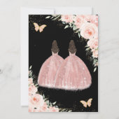 Invitation Twins Quinceañera Fleurs Roses Flore Douce Blush (Dos)