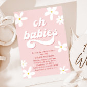 Invitation Twins Retro Daisy Baby shower bébé en fleur
