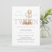Invitation Twins Teddy Bear Baby shower d'attente (Debout devant)