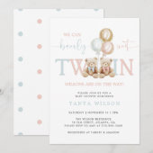 Invitation Twins Teddy Bear Baby shower d'attente (Devant / Derrière)