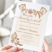 Invitation Twins Teddy Bear, on peut attendre Baby shower