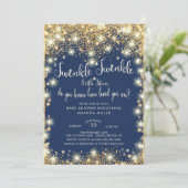Invitation Twins Twinkle Twinkle Little Stars Baby shower (Debout devant)