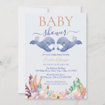 Twins Under the Sea Whale Watercolor Baby shower