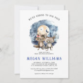 Invitation Twins Werewolf | Baby shower d'Halloween (Devant)