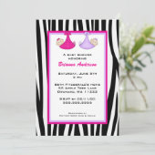 invitation Twins Zebra Hot Pink et Purple Baby sho (Debout devant)