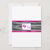 invitation Twins Zebra Hot Pink et Purple Baby sho (Dos)