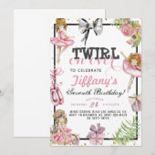 Invitation Twirl sur l'invitation d'anniversaire de Ballerina (Devant / Derrière)