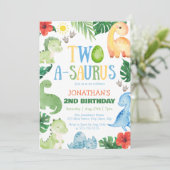 Invitation Two A-Saurus Dino 2nd Birthday (Debout devant)