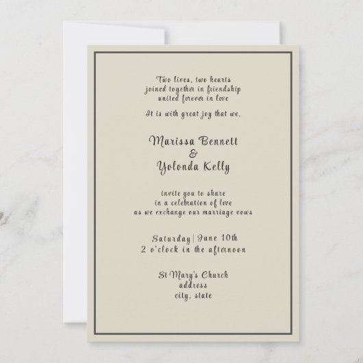 Invitation Two Brides Hand Drawn Pencil Illustration   (Dos)