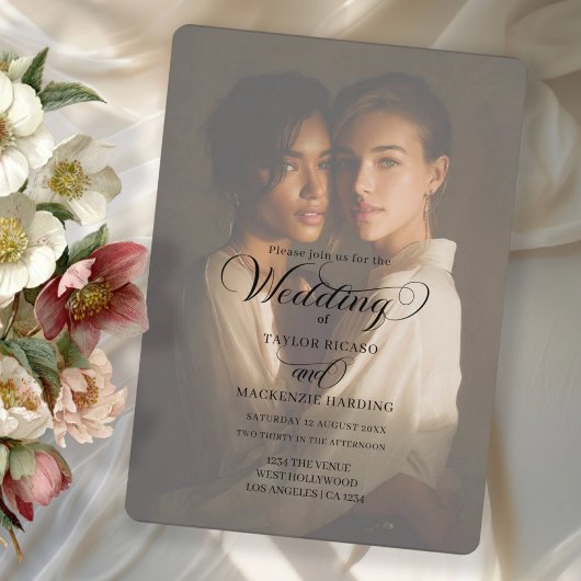 Invitation Two Brides Wedding Photo Template