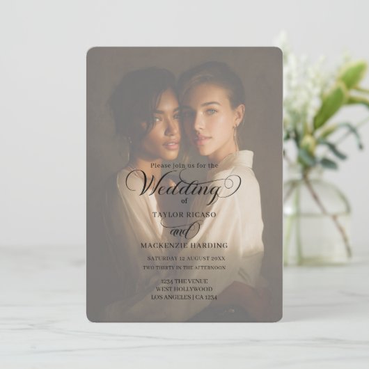 Invitation Two Brides Wedding Photo Template (Debout devant)