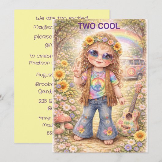 Invitation Two Cool Birthday Digital Download (Devant / Derrière)