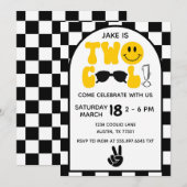 Invitation Two Cool Birthday Sunglasses Peace Sign (Devant / Derrière)