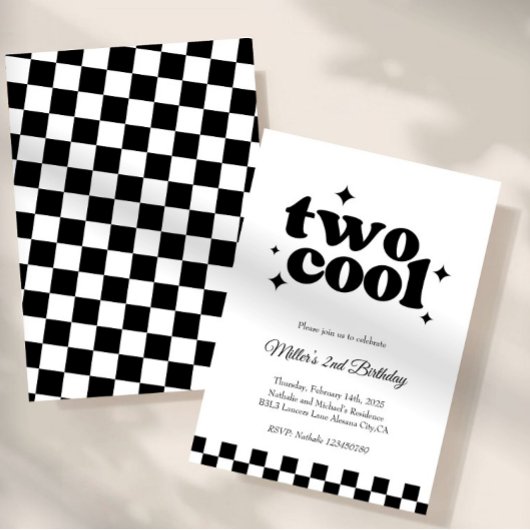 Invitation Two Cool, Dude! | Boys 2nd Retro Minimalist Party 