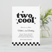 Invitation Two Cool, Dude! | Boys 2nd Retro Minimalist Party  (Debout devant)