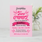 Invitation Two Cool Girls Pink Sunglasses 2nd Birthday (Debout devant)