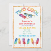 Invitation TWO Cool, gouache à l'eau Popsicle 2e anniversaire (Devant)