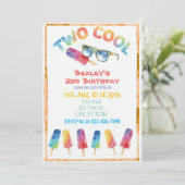 Invitation TWO Cool, gouache à l'eau Popsicle 2e anniversaire (Debout devant)
