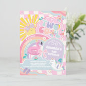 Invitation Two Cool Pool Party Rainbow 2nd Birthday  (Debout devant)