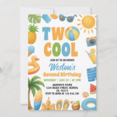 Invitation Two Cool Summer Beach 2nd Birthday Party (Devant)