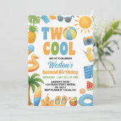 Invitation Two Cool Summer Beach 2nd Birthday Party (Debout devant)