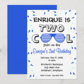 Invitation TWO Cool Sunglass 2nd Birthday Party (Devant / Derrière)