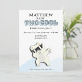 Invitation Two Cool Winter Polar Bear dabbing 2nd bday (Debout devant)