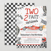 Invitation Two Fast 2 Curious Race Car Boy 2nd Birthday (Devant / Derrière)