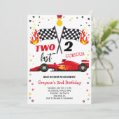 Invitation Two Fast 2 Curious Racing Car Boy Birthday (Debout devant)