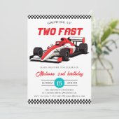 Invitation Two Fast Race Car Boy 2nd Birthday Party  (Debout devant)