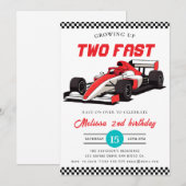 Invitation Two Fast Race Car Boy 2nd Birthday Party  (Devant / Derrière)