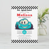 Invitation Two Fast Race Car Boy 2nd Birthday Party (Debout devant)