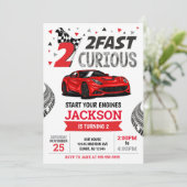 Invitation Two Fast Race Car Boy 2nd Birthday Party (Debout devant)