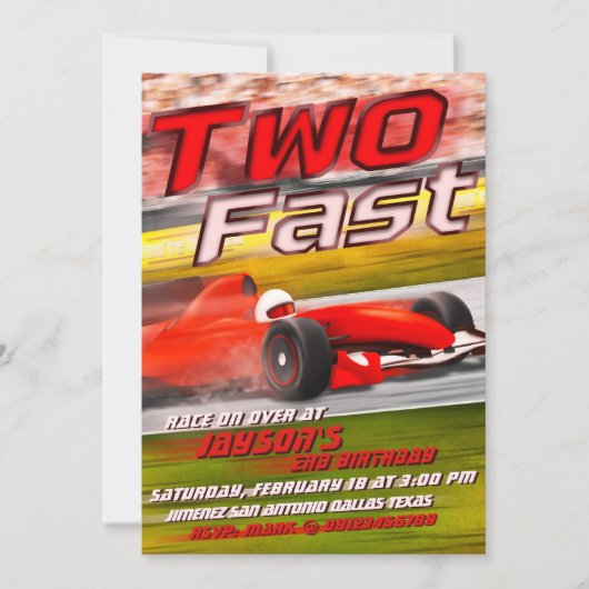 Invitation Two Fast - Racing 2e anniversaire (Devant)