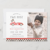 Invitation Two Fast Red Race Car 2nd Birthday Photo (Devant)