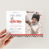 Invitation Two Fast Red Race Car 2nd Birthday Photo
