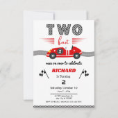 Invitation Two Fast Red Race Car 2nd Birthday °Race (Devant)