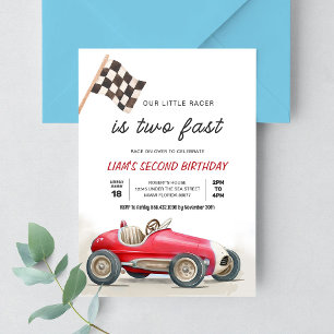 Invitation TWO Fast Vintage Voiture de Course 2e Anniversaire