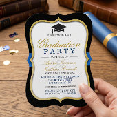 Invitation Two Grads - Gold Bracket Frame Graduation Party