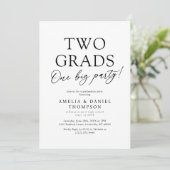 Invitation Two Grads One Big Party Graduation (Debout devant)