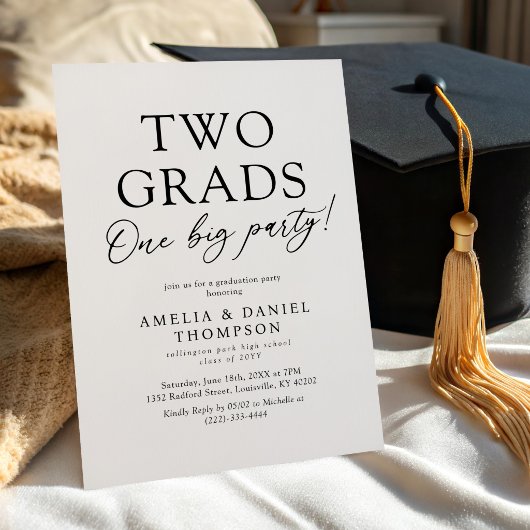 Invitation Two Grads One Big Party Graduation