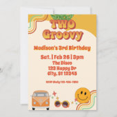 Invitation TWO Groovy, 70s style 2nd Birthday (Devant)