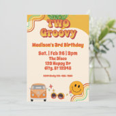 Invitation TWO Groovy, 70s style 2nd Birthday (Debout devant)