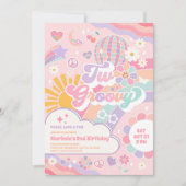 Invitation Two Groovy Disco Rainbow Sun 2nd Birthday  (Devant)