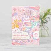 Invitation Two Groovy Disco Rainbow Sun 2nd Birthday  (Debout devant)