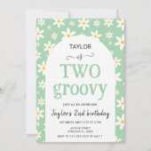 Invitation TWO groovy Mint Green Daisy 2nd Birthday (Devant)