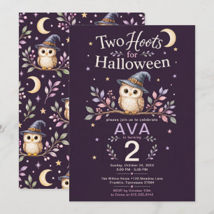 Invitation Two Hoots Halloween Owl 2e anniversaire fille