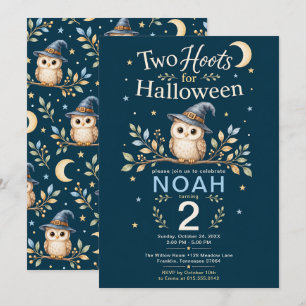 Invitation Two Hoots Halloween Owl 2e anniversaire garçon